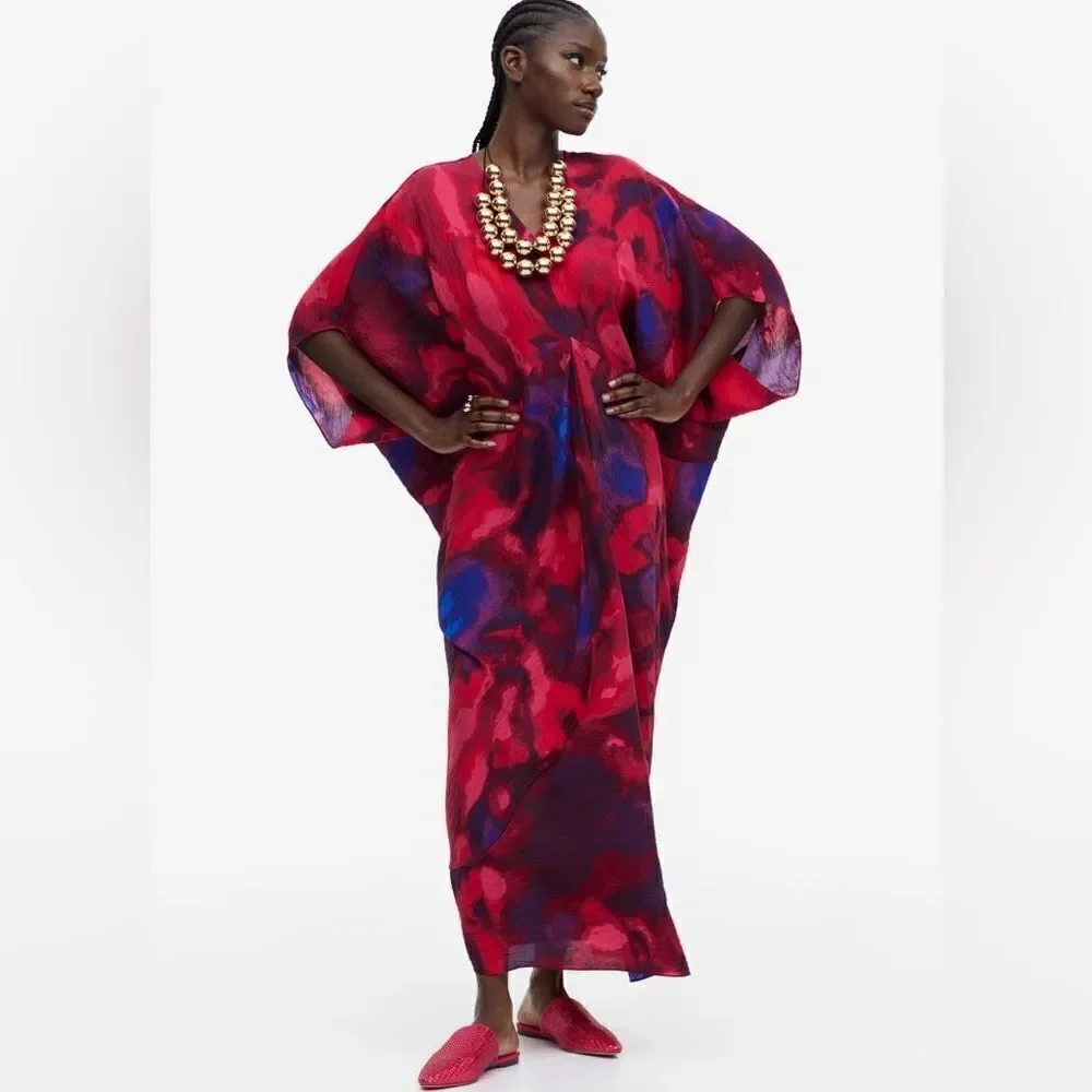 H&M Ramadan Modest Collection Viscose Kaftan Dress New - Picture 9 of 10